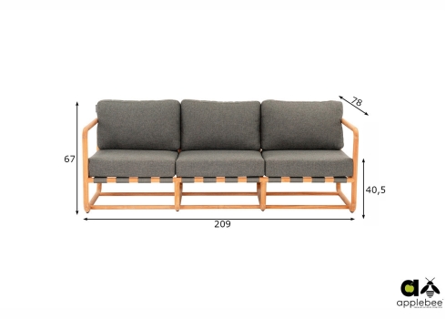 Diivan Apple Bee DOLCE pruun / hall, 209x78xH67 cm