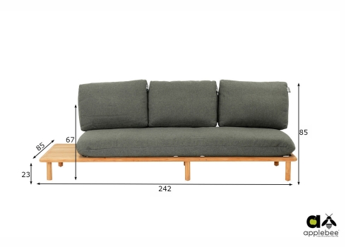 Diivan parem Apple Bee SLING pruun / hall, 242x85xH62 cm