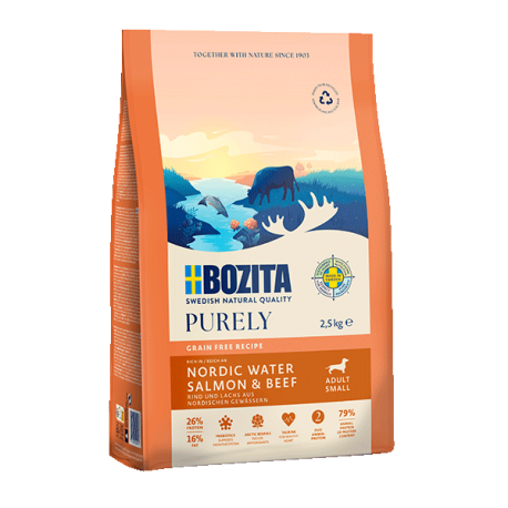 Bozita Purely Adult Small Grain Free Salmon & Beef koeratoit 2,5kg Bozita Purely Adult Small Grain Free Salmon & Beef koeratoit 2,5kg