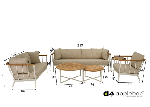 Aiamööbli komplekt Apple Bee CONDOR valge / beež