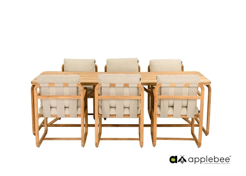 Aiamööbli komplekt Apple Bee DOLCE pruun / beež, söögilaud + 6 tooli