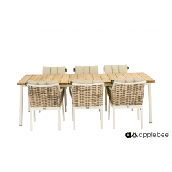 Aiamööbli komplekt Apple Bee MILOU tiik / helebeež, 6 tooli + laud