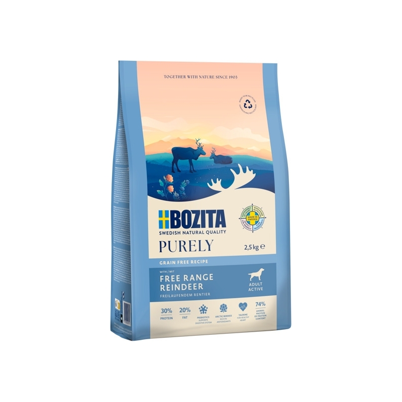 Bozita Dog Purely Adult Active REINDEER GRAIN FREE koeratoit 2,5kg