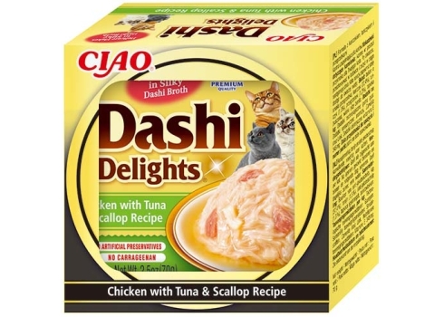 Inaba Dashi Delights Chicken with Tuna & Scallop konserv kassile 70g