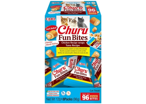 Churu FUN BITES Chicken Recipe wraps Tuna kassimaius 8 x 12g