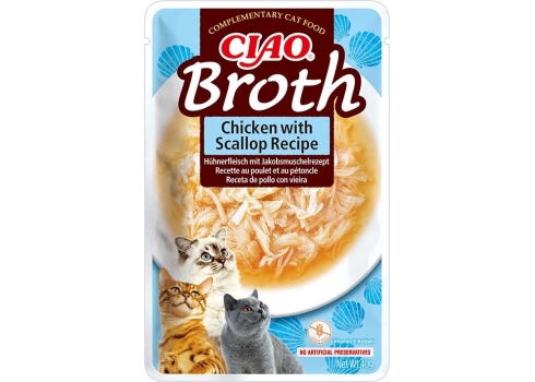 Ciao Broth Chicken with Scallop märgtoit kassidele 40g