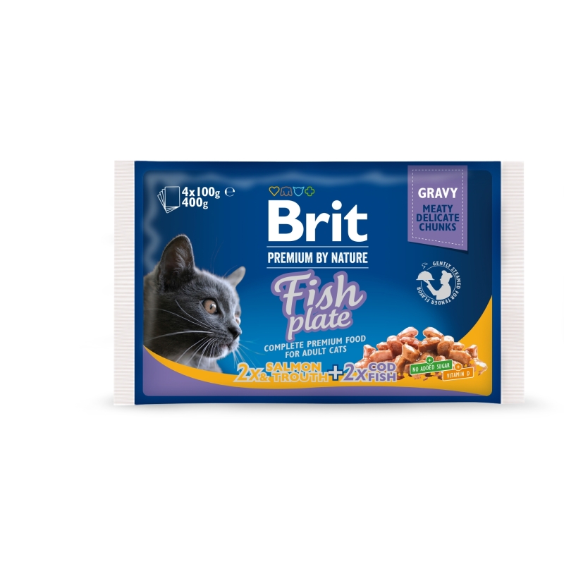 Brit Premium Fish Plate multipakk märgtoit kassidele 4x100g Brit Premium Fish Plate multipakk märgtoit kassidele 4x100g