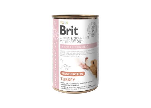 Brit Veterinary Diet Hypoallergenic Monoprotein Turkey konserv koerale 400g