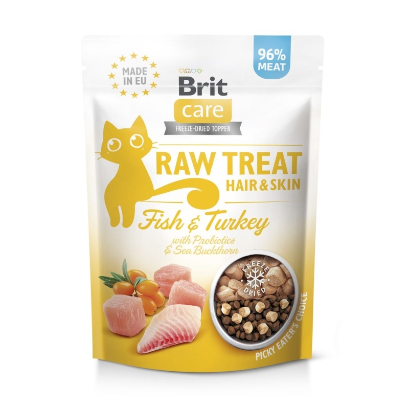 Brit Care Raw külmkuivatatud maius Hair & Skin kassidele 40g Brit Care Raw külmkuivatatud maius Hair & Skin kassidele 40g