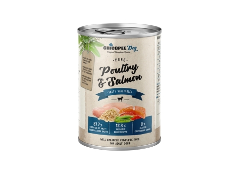 Chicopee Pure Poultry & Salmon konserv koertele 400g