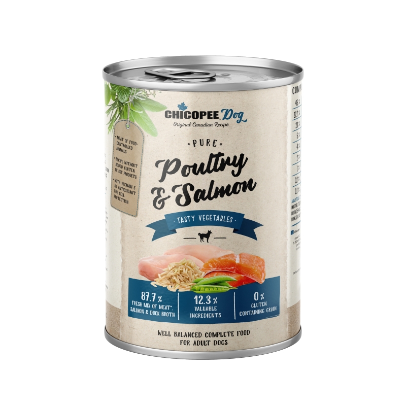 Chicopee Pure Poultry & Salmon konserv koertele 400g Chicopee Pure Poultry & Salmon konserv koertele 400g