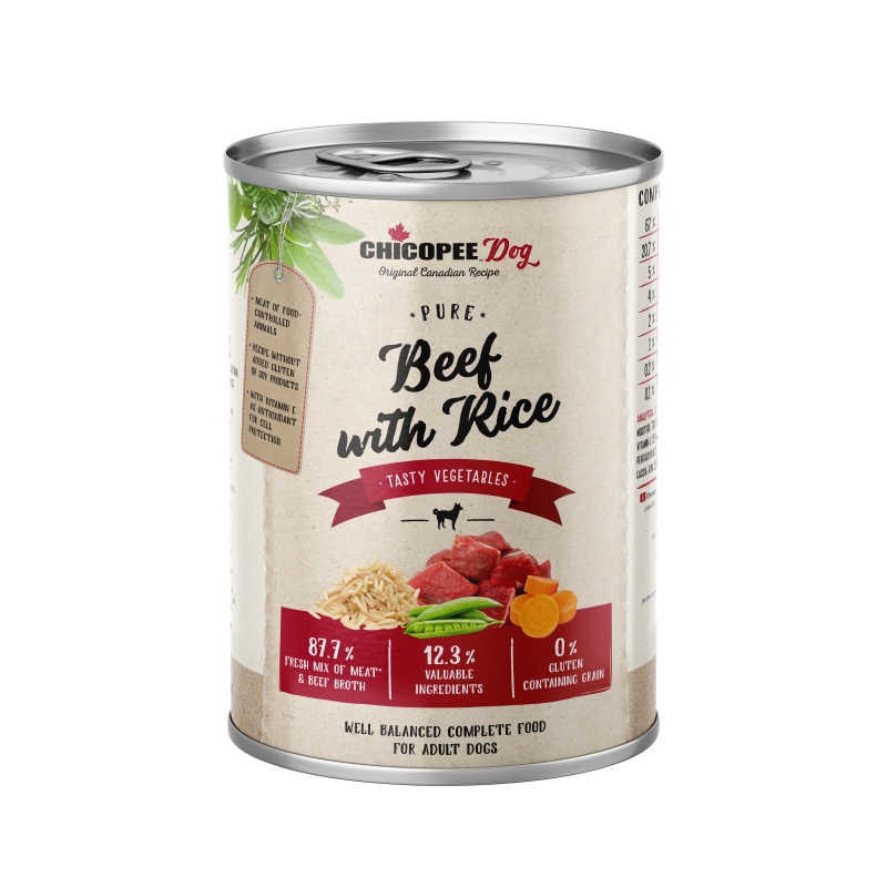 Chicopee Pure Beef with Rice konserv koertele 400g Chicopee Pure Beef with Rice konserv koertele 400g