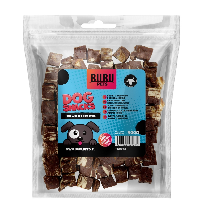 Bubu Pets koeramaius veise- ja tursakuubikud 500g Bubu Pets koeramaius veise- ja tursakuubikud 500g