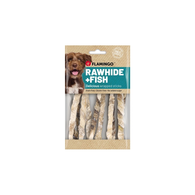Flamingo Rawhide + Fish närimismaius koerale 85g Flamingo Rawhide + Fish närimismaius koerale 85g