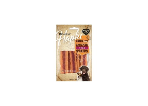 Flamingo Hapki Chicken + Duck Strips närimismaius koerale 85g