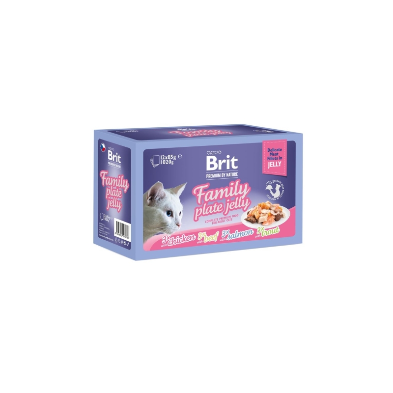 Brit Premium Delicate Jelly Family multipakk märgtoit kassidele 12x85g Brit Premium Delicate Jelly Family multipakk märgtoit kassidele 12x85g