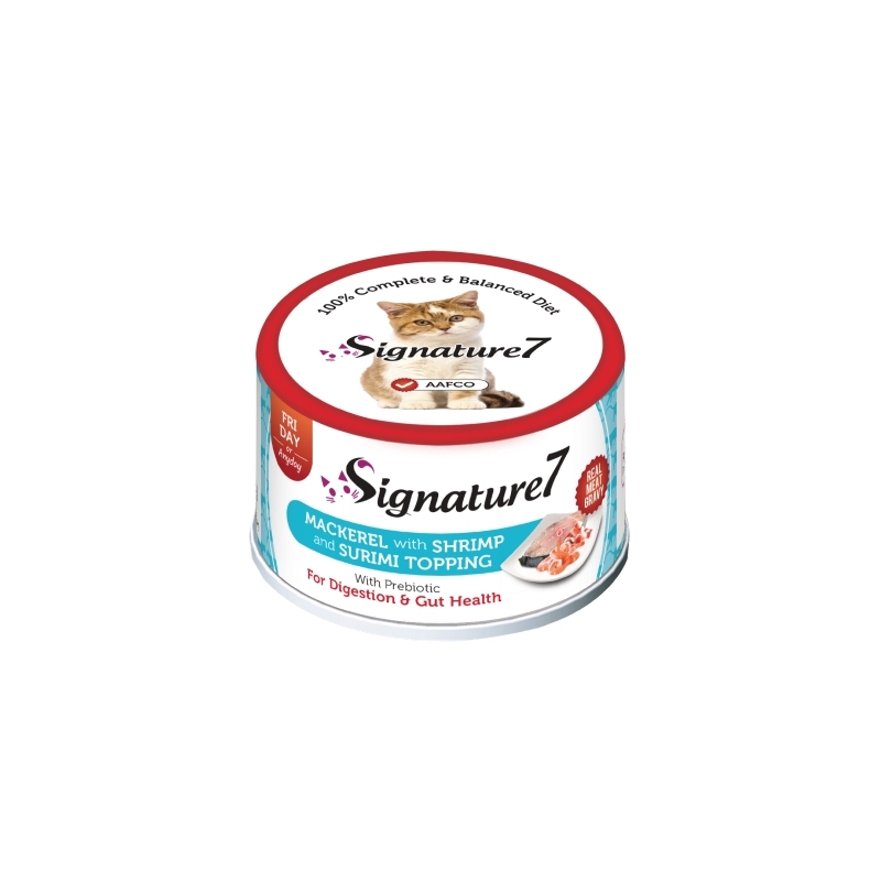Signature7 Mackerel with Shrimp and Surimi konserv kassidele 70g Signature7 Mackerel with Shrimp and Surimi konserv kassidele 70g