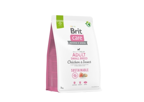 Brit Care Sustainable Adult Small Breed Chicken & Insect koeratoit 3kg