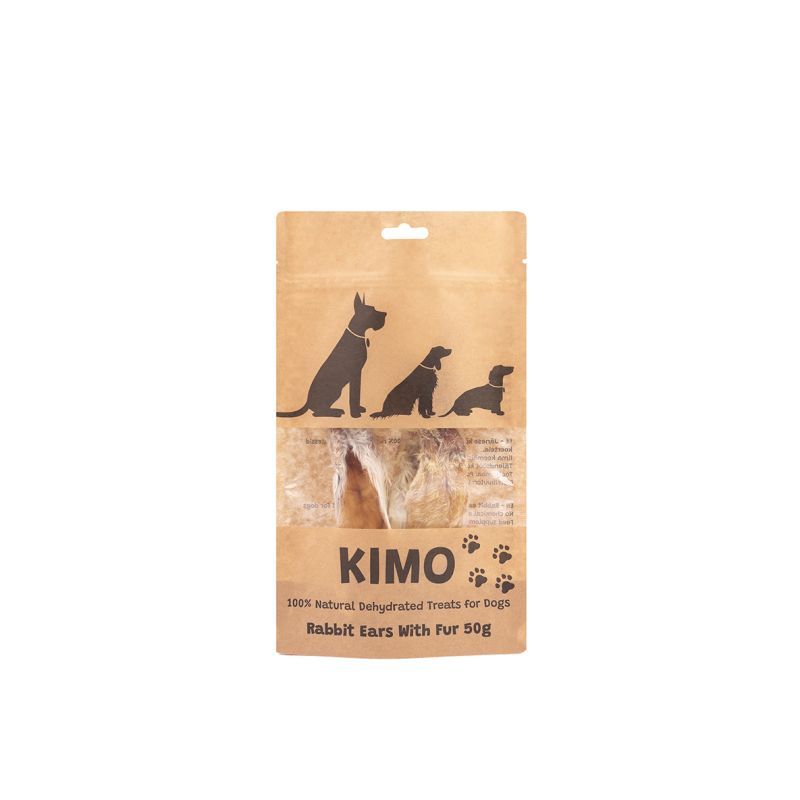 Kimo kuivatatud jänese kõrvad karvaga 50g Kimo kuivatatud jänese kõrvad karvaga 50g