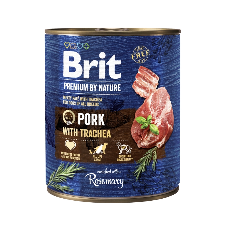 Brit Premium by Nature konserv Pork with Trachea koertele 800g Brit Premium by Nature konserv Pork with Trachea koertele 800g
