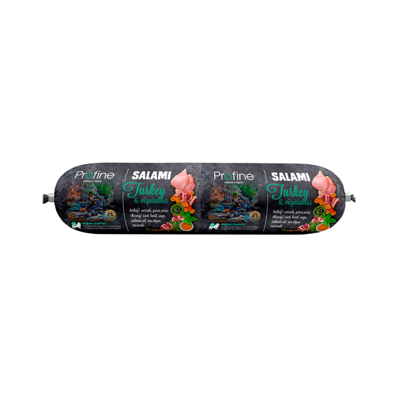 Profine Turkey & Vegetables Salami vorst koertele 800g Profine Turkey & Vegetables Salami vorst koertele 800g