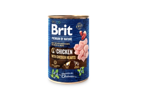 Brit Premium by Nature konserv Chicken with Hearts koertele 400g