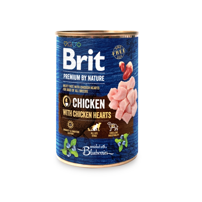 Brit Premium by Nature konserv Chicken with Hearts koertele 400g Brit Premium by Nature konserv Chicken with Hearts koertele 400g