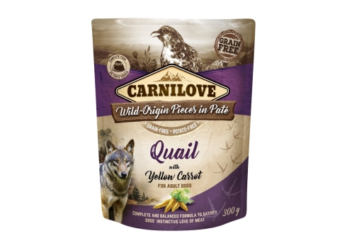 Carnilove Pouch Pate Quail with Yellow Carrot einekotike koertele 300g
