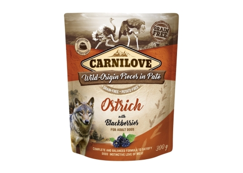 Carnilove Pouch Pate Ostrich with Blackberries einekotike koertele 300g