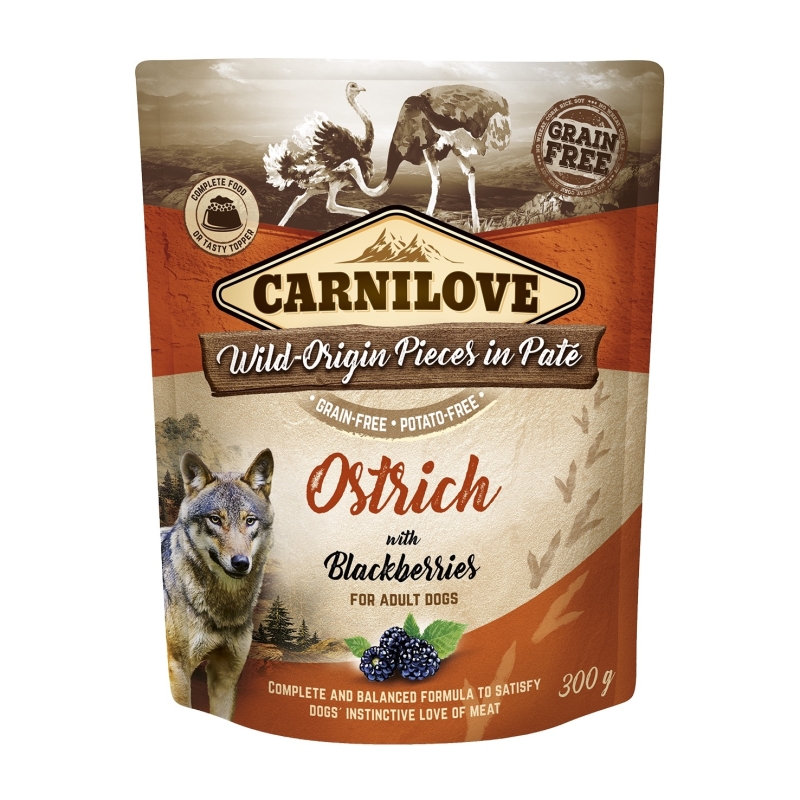 Carnilove Pouch Pate Ostrich with Blackberries einekotike koertele 300g Carnilove Pouch Pate Ostrich with Blackberries einekotike koertele 300g