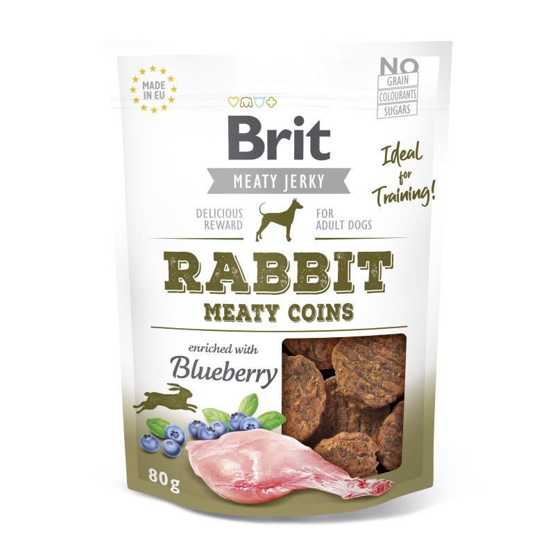 Brit Jerky Rabbit Meaty Coins Snack närimismaius koertele 80g Brit Jerky Rabbit Meaty Coins Snack närimismaius koertele 80g