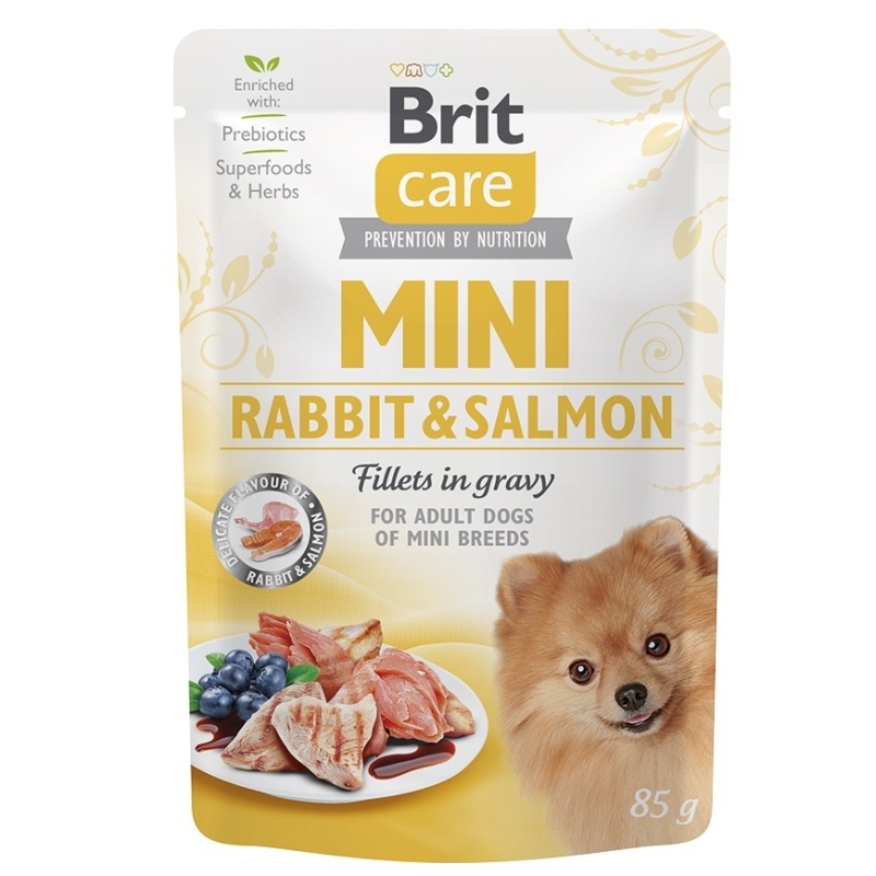 Brit Care Mini pouch Rabbit & Salmon fillets in gravy einekotike koertele 85g Brit Care Mini pouch Rabbit & Salmon fillets in gravy einekotike koertele 85g