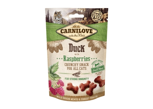 Carnilove Cat Snack Duck with Raspberries närimismaiused kassile 50g