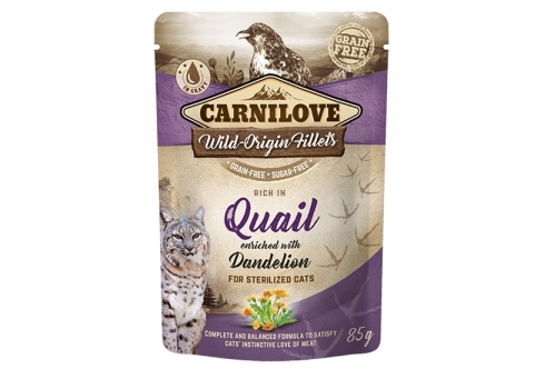 Carnilove Cat Pouch Quail with Dandelion einekotike steriliseeritud kassidele 85g
