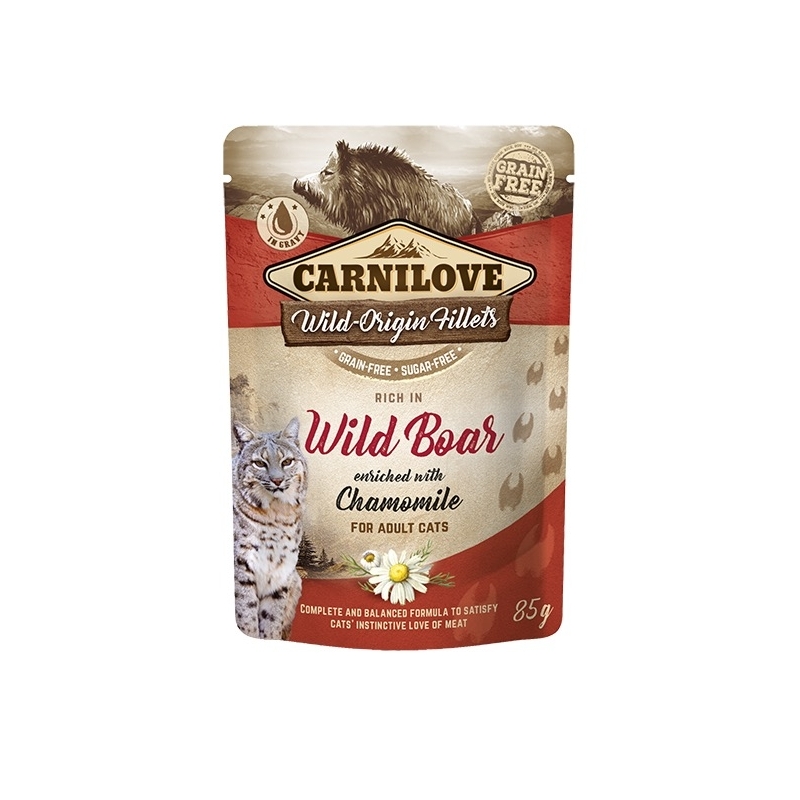 Carnilove Cat Pouch Wild Boar Chamomile einekotike kassidele 85g Carnilove Cat Pouch Wild Boar Chamomile einekotike kassidele 85g