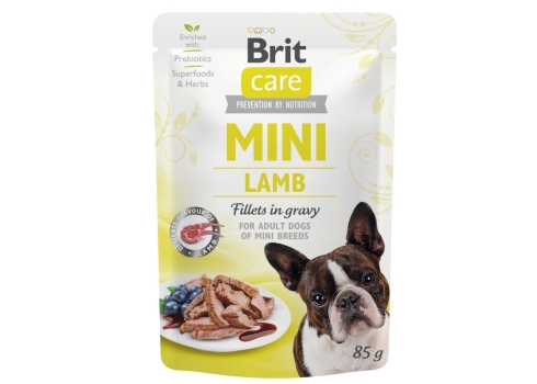 Brit Care Mini pouch Lamb fillets in gravy einekotike koertele 85g