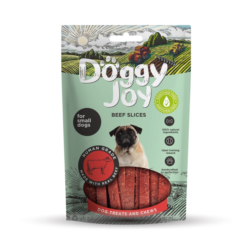 Doggy Joy beef slices närimismaiused koerale 55g Doggy Joy beef slices närimismaiused koerale 55g