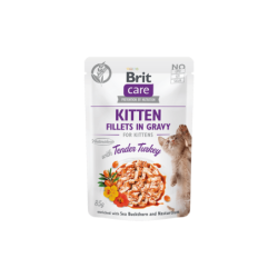 Brit Care Fillets in Gravy Turkey Kitten märgtoit kassipoegadele 85g