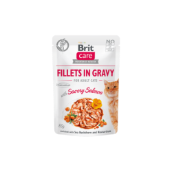 Brit Care Fillets in Gravy Savory Salmon märgtoit kassidele 85g