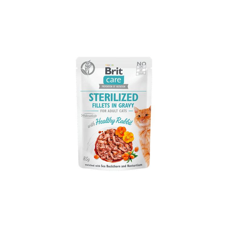 Brit Care Fillets in Gravy Healthy Rabbit märgtoit steriliseeritud kassidele 85g Brit Care Fillets in Gravy Healthy Rabbit märgtoit steriliseeritud kassidele 85g