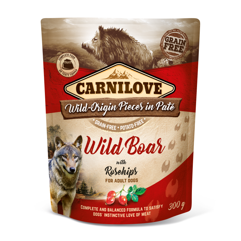 Carnilove Pouch Pate Wild Boar with Rosehips einekotike koertele 300g Carnilove Pouch Pate Wild Boar with Rosehips einekotike koertele 300g