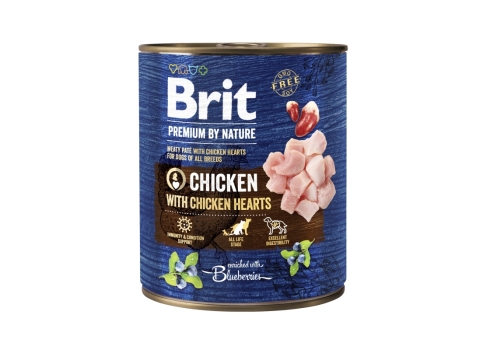 Brit Premium by Nature konserv Chicken with Hearts koertele 800g