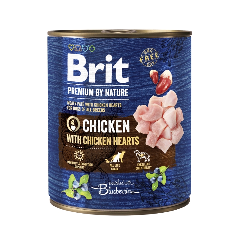 Brit Premium by Nature konserv Chicken with Hearts koertele 800g Brit Premium by Nature konserv Chicken with Hearts koertele 800g