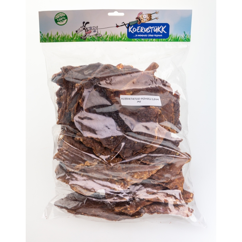Koerustükk - Kuivatatud pühvli liha 1 kg Koerustükk - Kuivatatud pühvli liha 1 kg