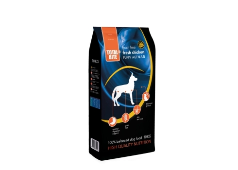 Total Bite kutsikatele gluteeni- ja teraviljavaba, värske kanalihaga 10 kg