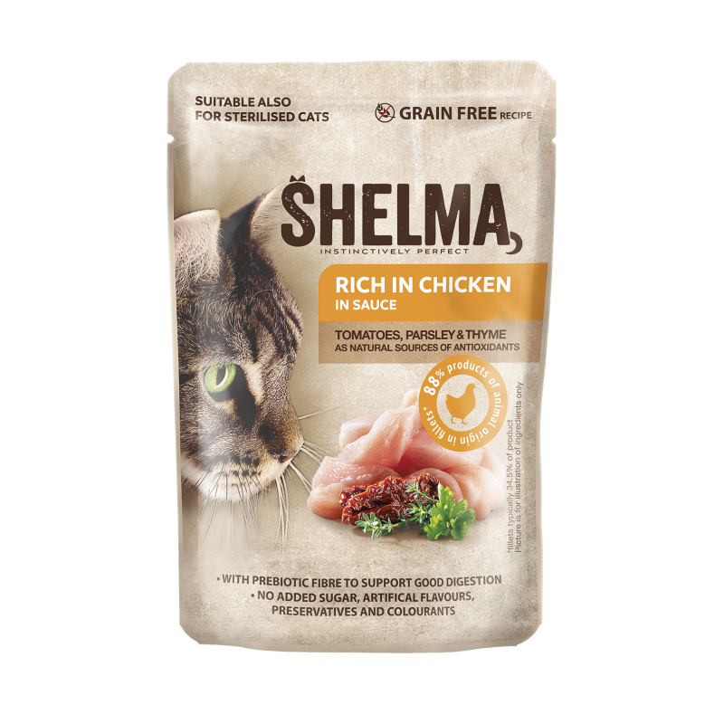 Shelma kassieine kanafileed tomati ja ürdidega kastmes 28x85g Shelma kassieine kanafileed tomati ja ürdidega kastmes 28x85g