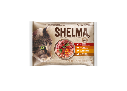 Shelma kassieined lihaga 4x85g veis, kana, part, kalkun kastmes