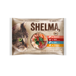 Shelma kassieined liha-kala 4x85g lõhe, tursk, veis, kana kastmes