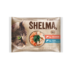 Shelma kassieined kala 4x85g lõhefileed, tursafileed spirulina kastmes