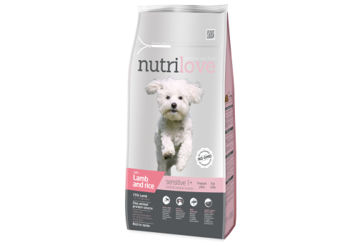 Nutrilove sensitive lamb&rice small-medium koeratoit 8kg